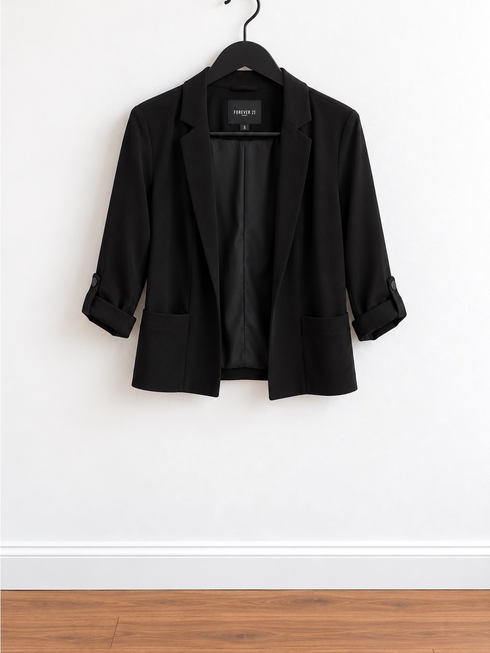 Women's Black Open-Front Blazer
